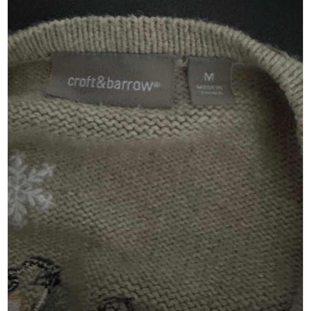 Croft & Barrow Cardigan Sweater Birds Snowflakes Winter Silk Blend Sz M - Picture 9 of 9